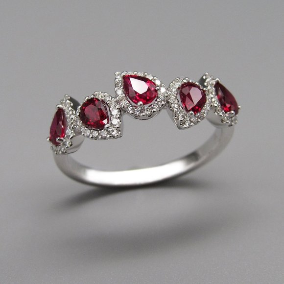 Jewelry - NEW! Ruby and Diamond Ring 14k White Gold size 7